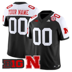 Custom Nebraska Cornhuskers Football Black Alternate Vapor Limited Jersey - All Stitched