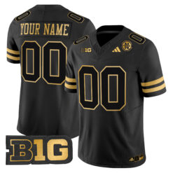 Custom Nebraska Cornhuskers Football Black Gold Jersey - All Stitched