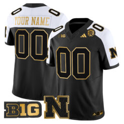 Custom Nebraska Cornhuskers Football Alternate Black Gold Jersey - All Stitched