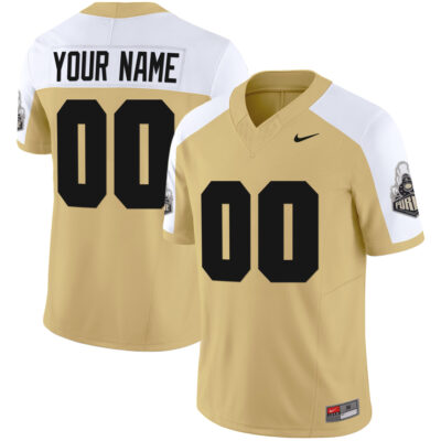 Custom Purdue Boilermakers Football Gold Alternate Vapor Limited Jersey - All Stitched