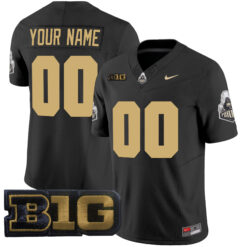 Custom Purdue Boilermakers Football Black Vapor Limited Jersey w/ B1G Patch - All Stitched