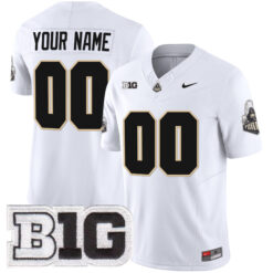 Custom Purdue Boilermakers Football White Vapor Limited Jersey w/ B1G Patch - All Stitched