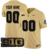 Custom Purdue Boilermakers Football Gold Vapor Limited Jersey w/ B1G Patch - All Stitched