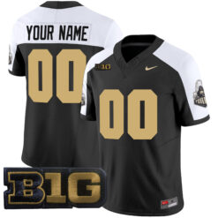 Custom Purdue Boilermakers Football Black Alternate Vapor Limited Jersey w/ B1G Patch - All Stitched