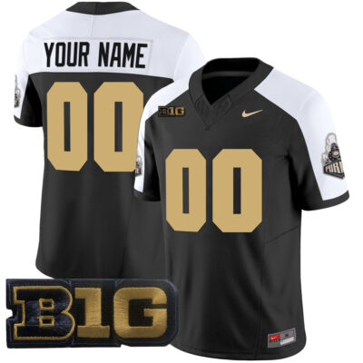 Custom Purdue Boilermakers Football Black Alternate Vapor Limited Jersey w/ B1G Patch - All Stitched