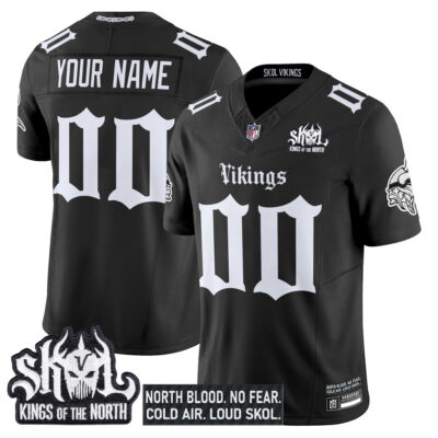 Custom Minnesota Vikings Black Gothic Limited Jersey - All Stitched