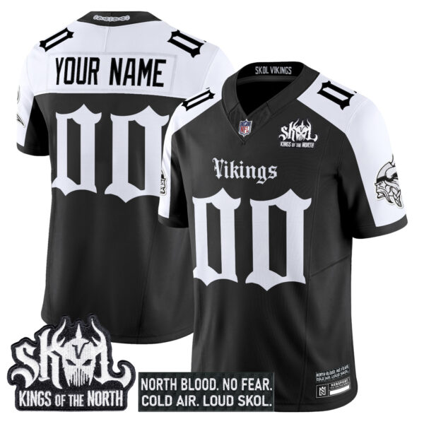 Custom Minnesota Vikings Alternate Black Gothic Limited Jersey - All Stitched