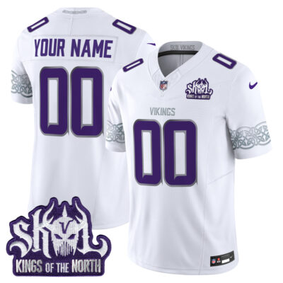 Custom Minnesota Vikings King Of The North White Winter Warrior Limited Jersey - All Stitched
