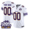 Custom Minnesota Vikings King Of The North White Throwback Jersey - All Stitched