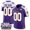 Custom Minnesota Vikings King Of The North Alternate Purple Throwback Jersey - All Stitched