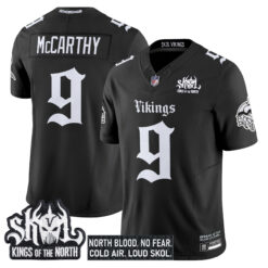 J.J. McCarthy Minnesota Vikings Black Gothic Limited Jersey - All Stitched