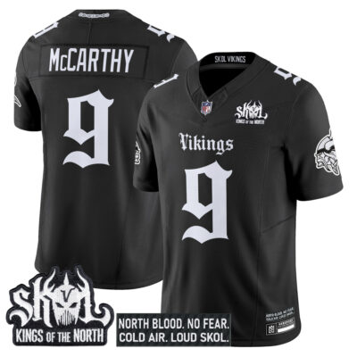 J.J. McCarthy Minnesota Vikings Black Gothic Limited Jersey - All Stitched
