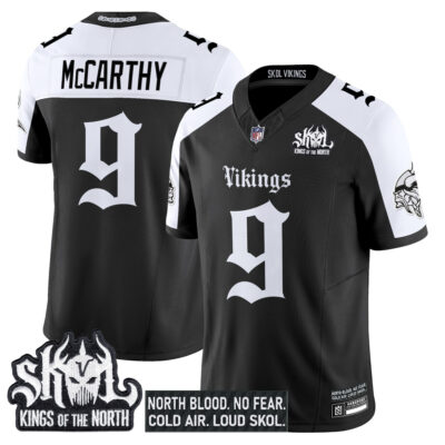 J.J. McCarthy Minnesota Vikings Alternate Black Gothic Limited Jersey - All Stitched