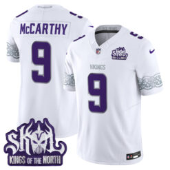 J.J. McCarthy Minnesota Vikings King Of The North White Winter Warrior Limited Jersey - All Stitched