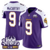 J.J. McCarthy Minnesota Vikings King Of The North Alternate Purple Throwback Jersey - All Stitched