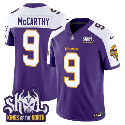 J.J. McCarthy Minnesota Vikings King Of The North Alternate Purple Throwback Jersey - All Stitched