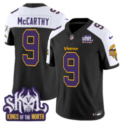 J.J. McCarthy Minnesota Vikings King Of The North Alternate Black Throwback Jersey - All Stitched