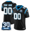 Custom Carolina Panthers 30th Season Black Vapor Limited Jersey - All Stitched