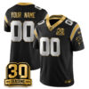 Custom Carolina Panthers 30th Season Black Gold Vapor Limited Jersey - All Stitched