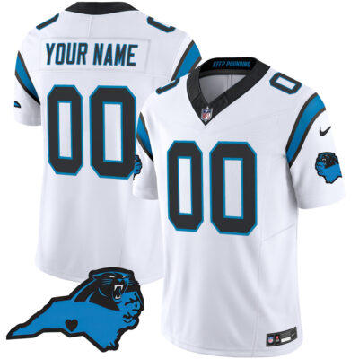 Custom Carolina Panthers Carolina State White Vapor Limited Jersey - All Stitched