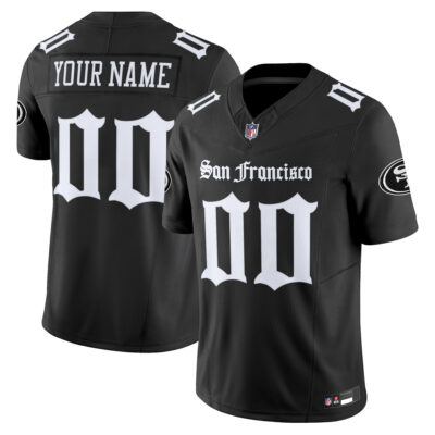 Custom San Francisco 49ers Gothic Black Vapor Limited Jersey - All Stitched