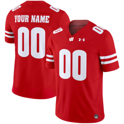 Custom Wisconsin Badgers Football Red Limited Jersey - All Stitched