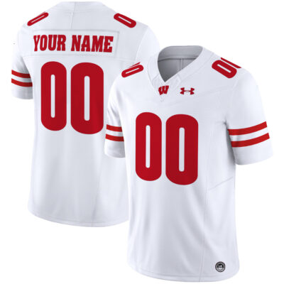 Custom Wisconsin Badgers Football White Limited Jersey - All Stitched