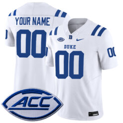 Custom Duke Blue Devils Football White Vapor F.U.S.E Limited Jersey w/ ACC Patch - All Stitched