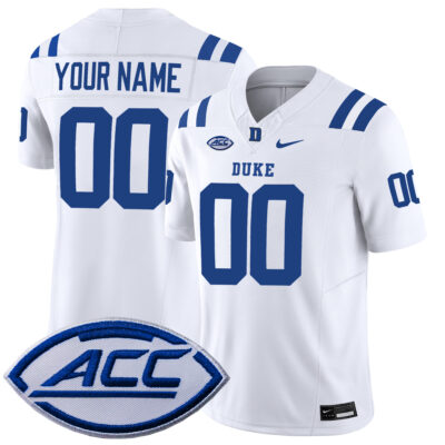 Custom Duke Blue Devils Football White Vapor F.U.S.E Limited Jersey w/ ACC Patch - All Stitched