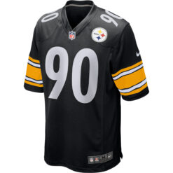 Alternative view of T.J. Watt Pittsburgh Steelers Black Game Jersey - All Stitched