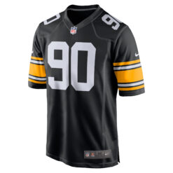 Alternative view of T.J. Watt Pittsburgh Steelers Black Alternate Game Jersey - All Stitched