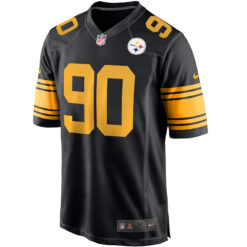Alternative view of T.J. Watt Pittsburgh Steelers Black 2nd Alternate Game Jersey - All Stitched