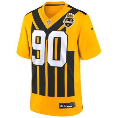 Alternative view of T.J. Watt Pittsburgh Steelers Gold 1933 Throwback Game Jersey - All Stitched