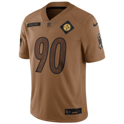 Alternative view of T.J. Watt Pittsburgh Steelers Brown 2023 Salute To Service Limited Jersey - All Stitched