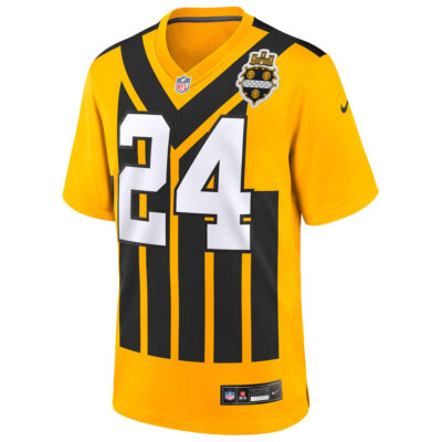 Alternative view of Joey Porter Jr Pittsburgh Steelers Gold 1933 Throwback Game Jersey - All Stitched