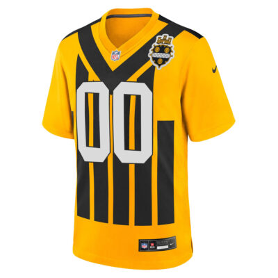 Alternative view of Custom Pittsburgh Steelers Gold 1933 Throwback Game Jersey - All Stitched