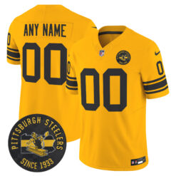 Custom Pittsburgh Steelers Gold 1962 Throwback Limited Jersey - All Stitched