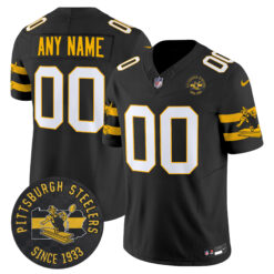 Custom Pittsburgh Steelers Black Throwback Limited Jersey - All Stitched