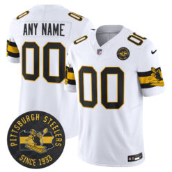 Custom Pittsburgh Steelers White Throwback Limited Jersey - All Stitched
