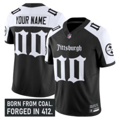 Custom Pittsburgh Steelers Black Alternate Gothic Limited Jersey - All Stitched