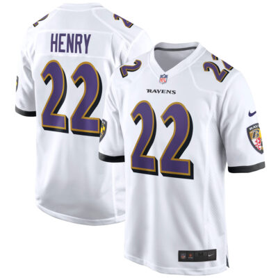 Derrick Henry Baltimore Ravens White Away Game Jersey - All Stitched