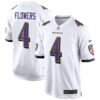 Zay Flowers Baltimore Ravens White Away Game Jersey - All Stitched