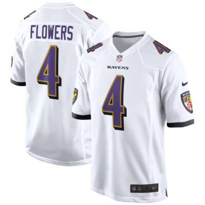 Zay Flowers Baltimore Ravens White Away Game Jersey - All Stitched