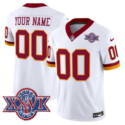 Custom Washington Commanders White 1992 Throwback Jersey w/ Super Bowl Patch - All Stitched