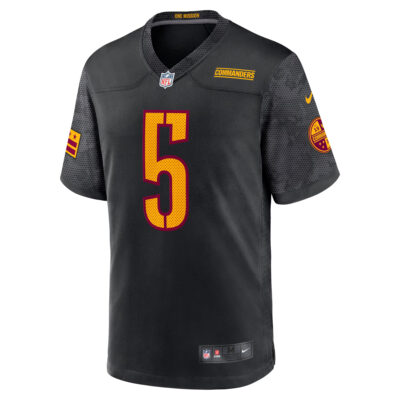 Alternative view of Jayden Daniels Washington Commanders Black Game Jersey - All Stitched
