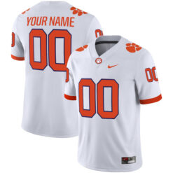 Custom Clemson Tigers Football White Game Jersey - All Stitched