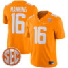 Peyton Manning Tennessee Volunteers Football Orange Home Game Stitched Jersey w/ SEC Patch