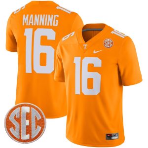 Peyton Manning Tennessee Volunteers Football Orange Home Game Stitched Jersey w/ SEC Patch