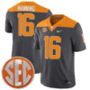 Peyton Manning Tennessee Volunteers Football Anthracite Stitched Jersey w/ SEC Patch