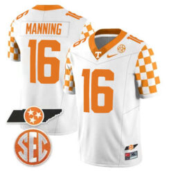 Peyton Manning Tennessee Volunteers Football Checkerboard White Stitched Jersey w/ SEC Patch